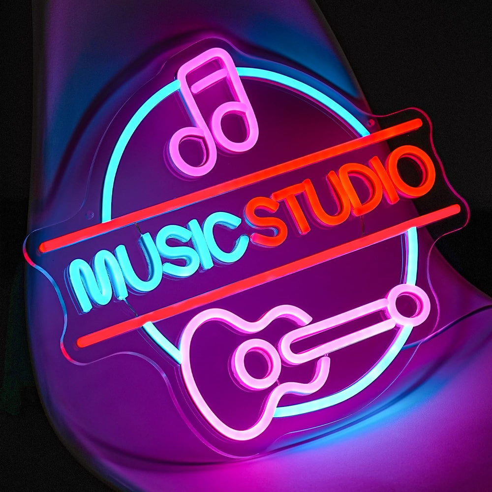 Music Studio Neon Sign by LEDNeons - Light Up Your Music space with this glowing Neon sign