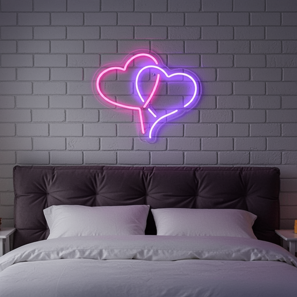 Neon Double Heart Valentine's Day Neon Sign by LEDNeons – Light up your space with this glowing heart design.