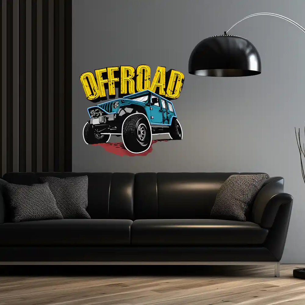 Offroad Adventure Car UV Art LED Neon Sign by LEDNeons - perfect for wall décor and adventurous vibes.