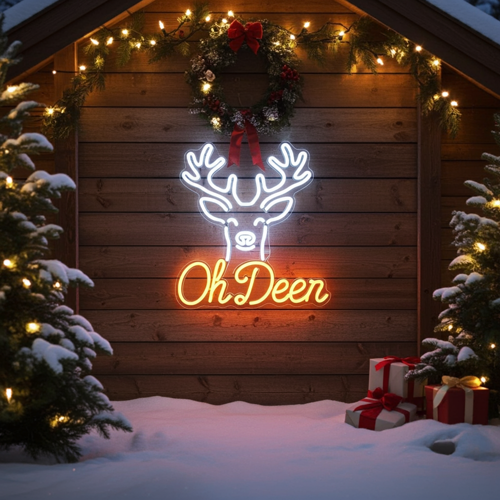 Oh Deer Merry Christmas Neon Sign by LEDNeons - Outdoor 