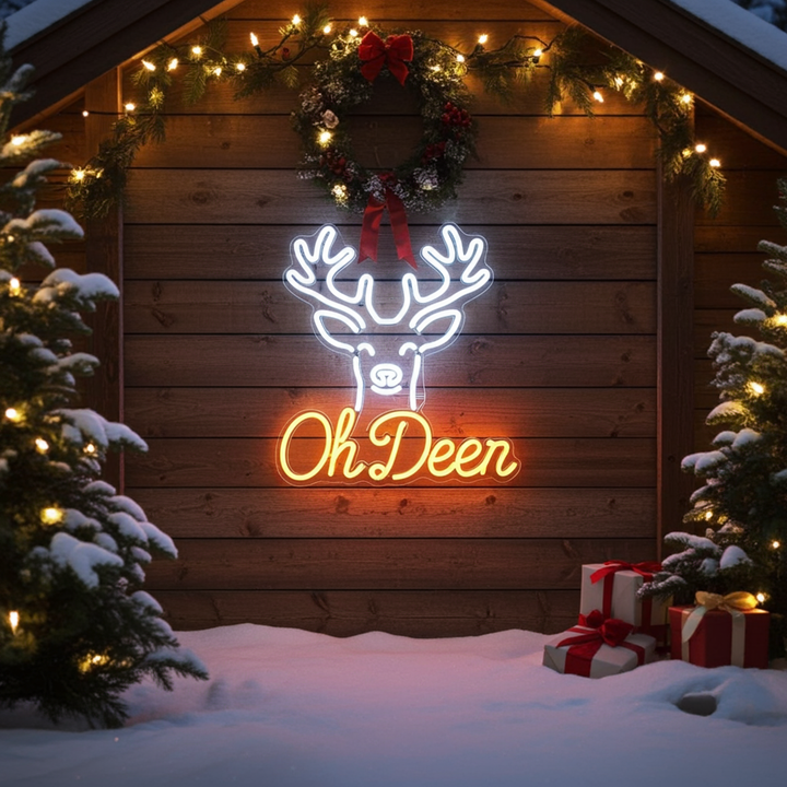 Oh Deer Merry Christmas Neon Sign by LEDNeons - Outdoor 