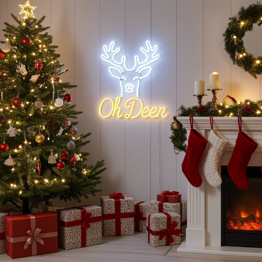 Oh Deer Merry Christmas Neon Sign by LEDNeons - Indoor 