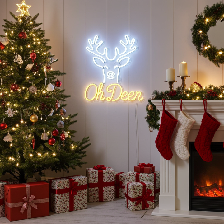 Oh Deer Merry Christmas Neon Sign by LEDNeons - Indoor 
