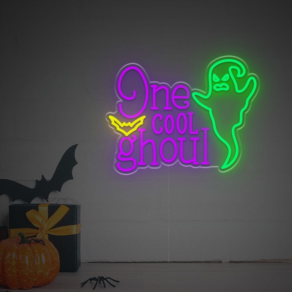 One Cool Ghoul Halloween LED Neon Sign by LEDNeons - Halloween decoration for haunted houses and parties.