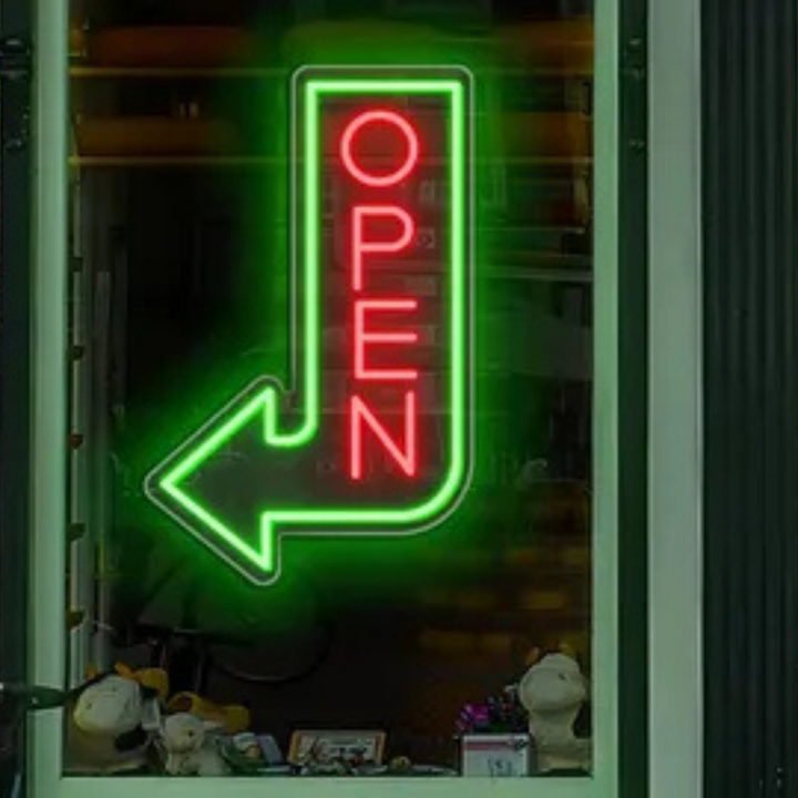 Open Arrow Business Neon Sign by LEDNeons - Grab your Customers with this Bright neon sign 