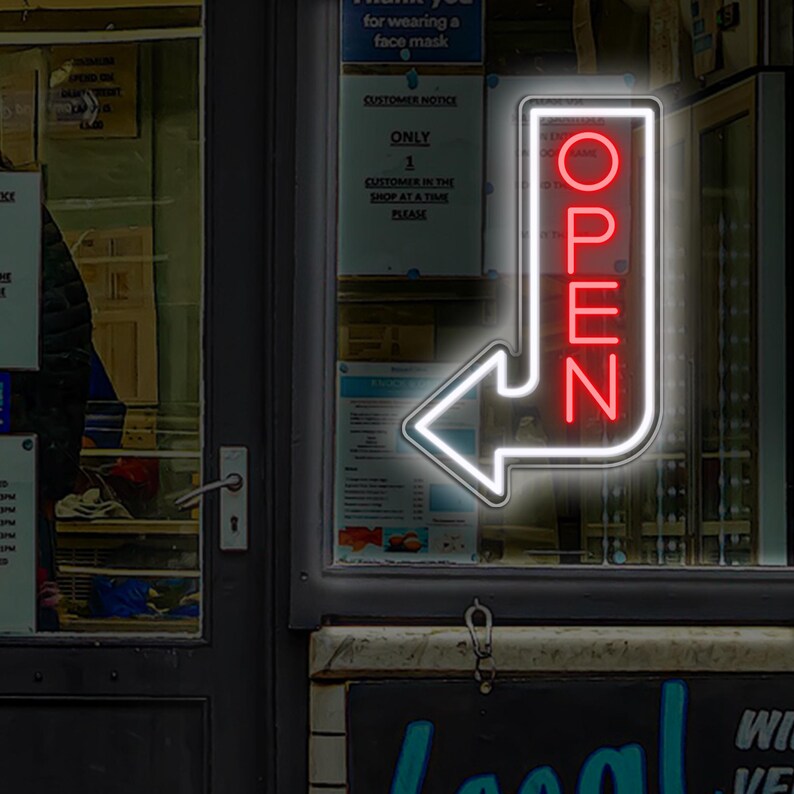 Open Arrow Business Neon Sign by LEDNeons - Grab your Customers with this Bright neon sign 