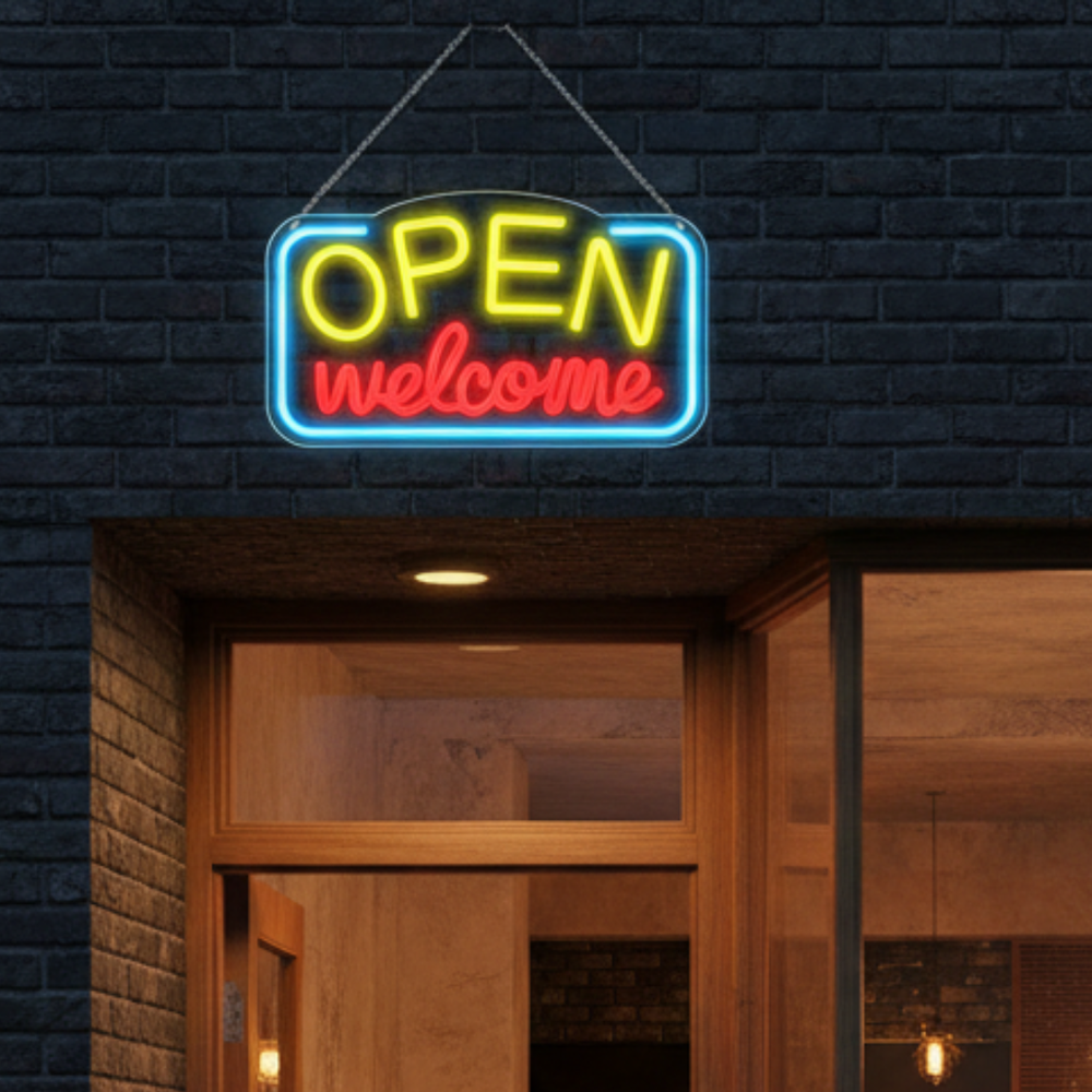 Open Welcome Business Neon Sign  by LEDNeons - Welcome Your  customers with this bright neon sign 