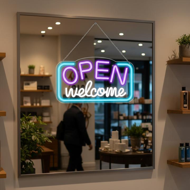 Open Welcome Business Neon Sign  by LEDNeons - Welcome Your  customers with this bright neon sign 