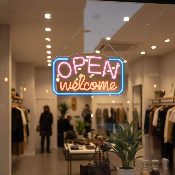 Open Welcome Business Neon Sign  by LEDNeons - Welcome Your  customers with this bright neon sign