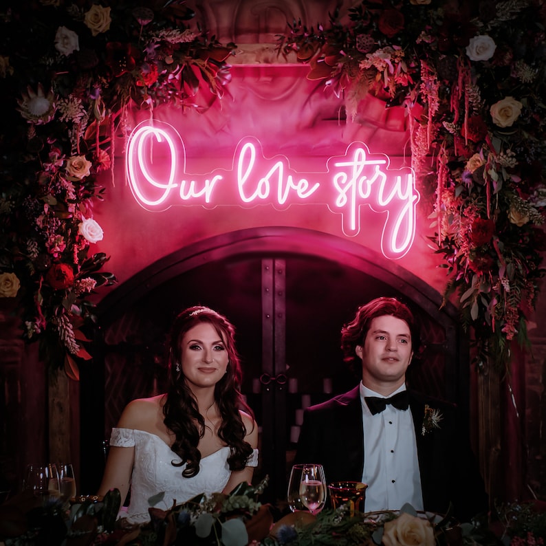 Our Love Story Wedding Neon Sign by LEDNeons -  Pink 