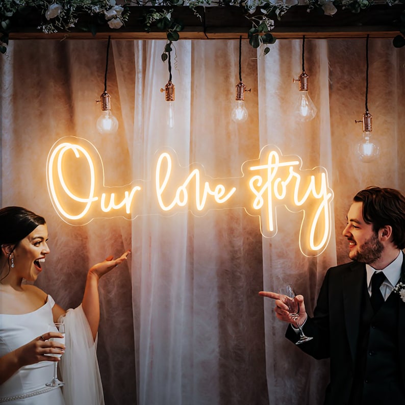Our Love Story Wedding Neon Sign by LEDNeons - Warm white 