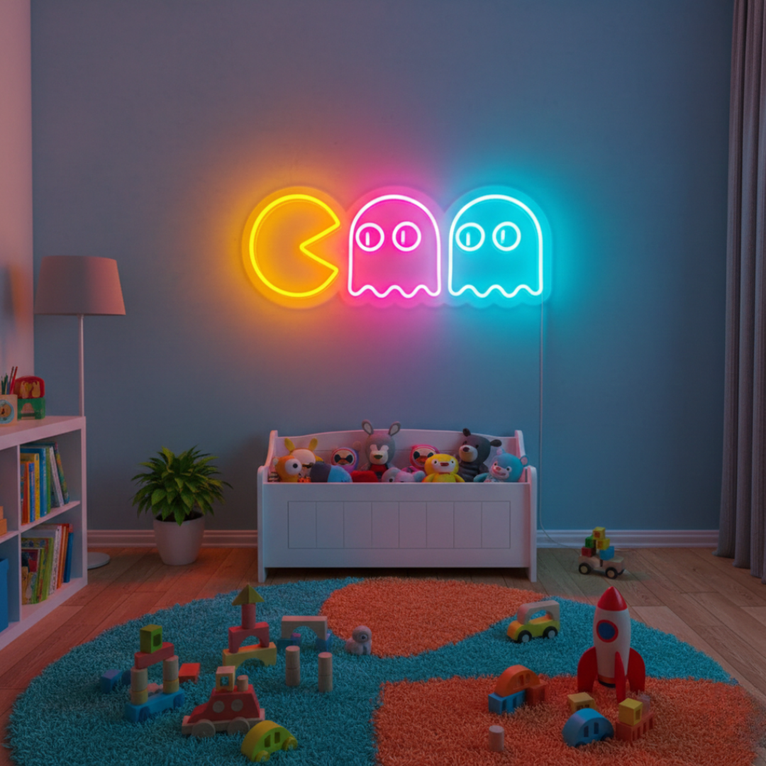Pac-Man Chasing Ghosts Trendy Neon Sign - LedNeons