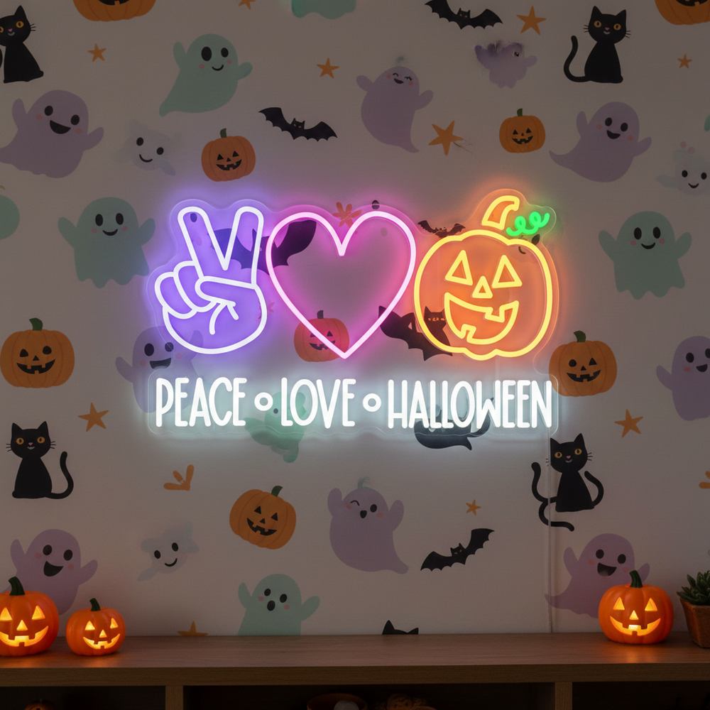 Peace Love Halloween LED Neon Sign by LEDNeons 