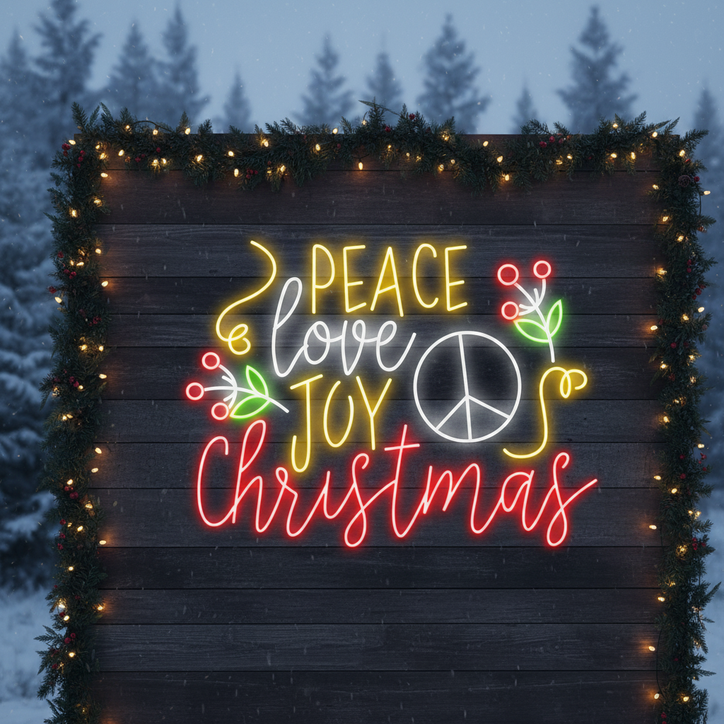 Peace Love Joy Christmas Neon Sign by LEDNeons 
