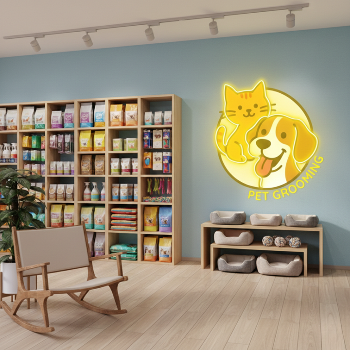 Pet Grooming Business Neon Sign by LEDNeons - vibrant Pet Grooming Neon Sign for pet business