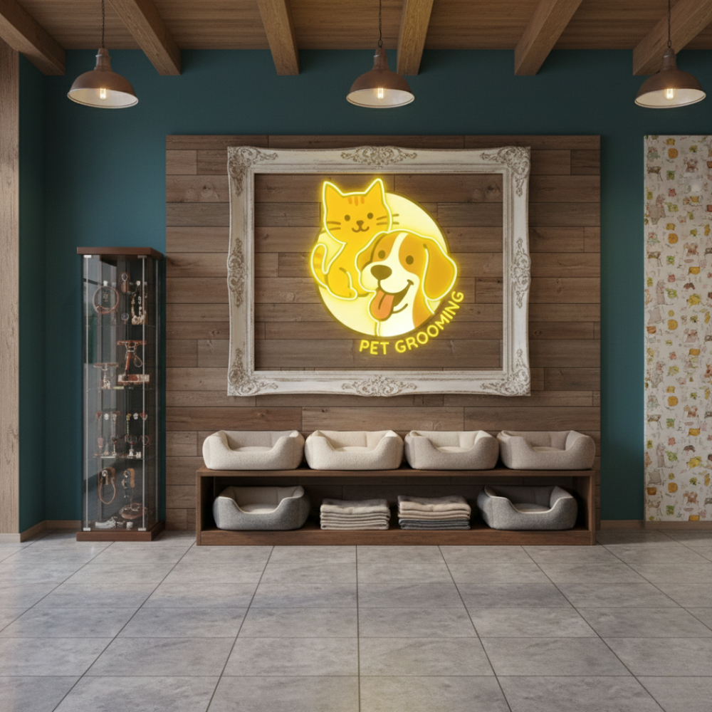 Pet Grooming Business Neon Sign by LEDNeons - vibrant Pet Grooming Neon Sign for pet business