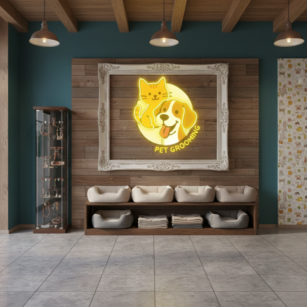 Pet Grooming Business Neon Sign by LEDNeons - vibrant Pet Grooming Neon Sign for pet business