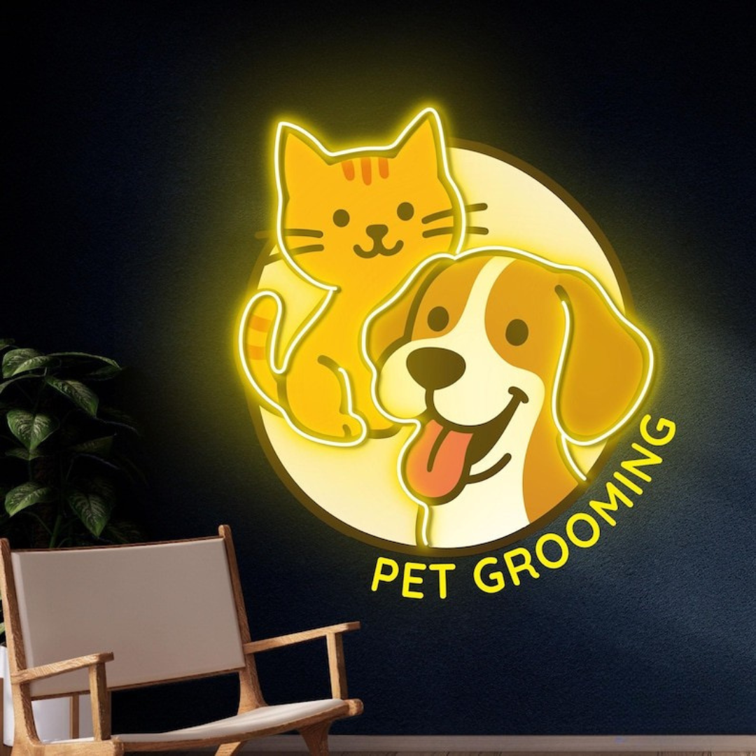 Pet Grooming Business Neon Sign by LEDNeons - vibrant Pet Grooming Neon Sign for pet business