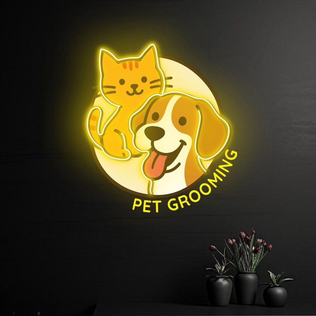 Pet Grooming Business Neon Sign by LEDNeons - vibrant Pet Grooming Neon Sign for pet business