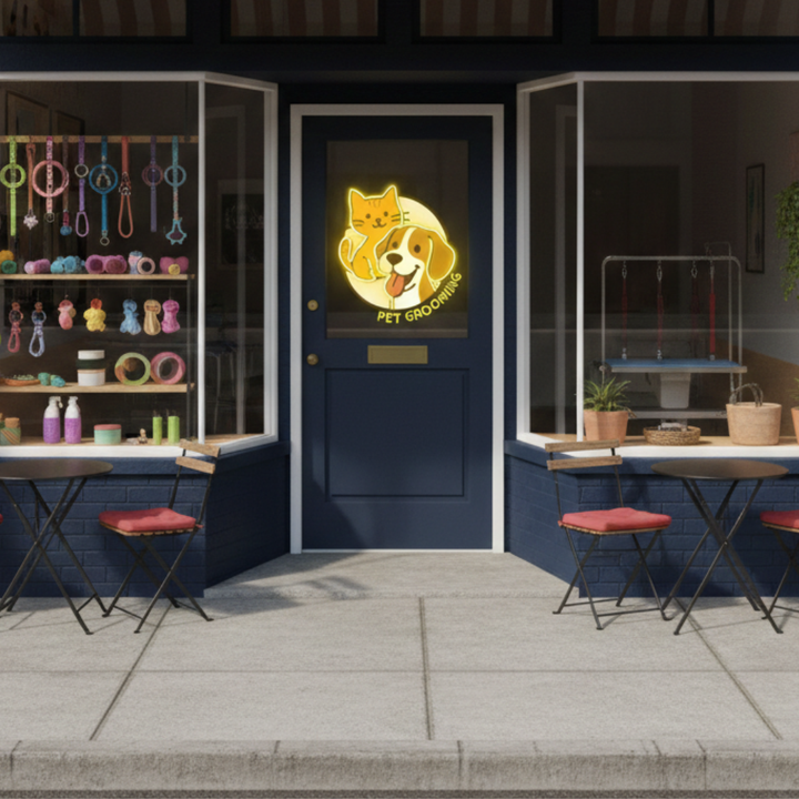 Pet Grooming Business Neon Sign by LEDNeons - vibrant Pet Grooming Neon Sign for pet business
