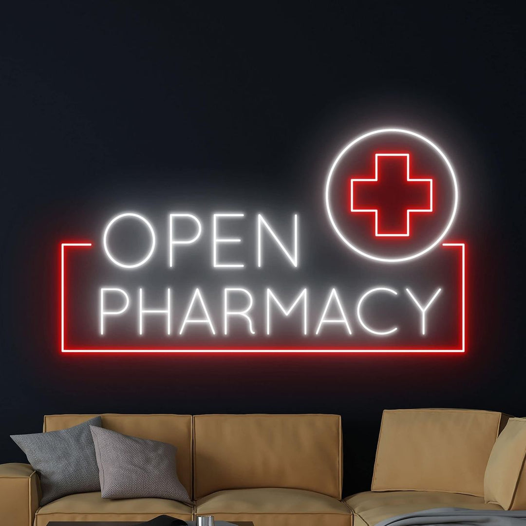Pharmacy Open" Business Neon Sign by LEDNeons - bright Neon Sign indicates that pharmacy is open for Customers 