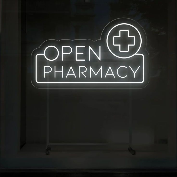 Pharmacy Open" Business Neon Sign by LEDNeons - bright Neon Sign indicates that pharmacy is open for 
