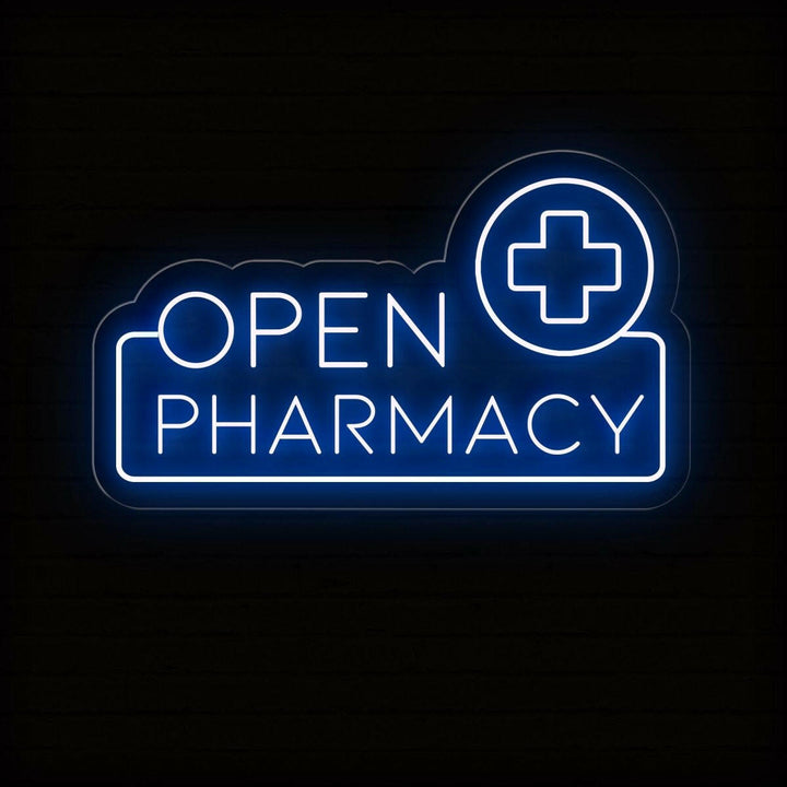 Pharmacy Open" Business Neon Sign by LEDNeons - bright Neon Sign indicates that pharmacy is open for 
