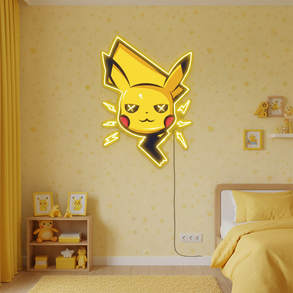 Pikachu NO25 UV Art LED Neon Sign by LEDNeons - perfect for anime lovers and modern wall décor.