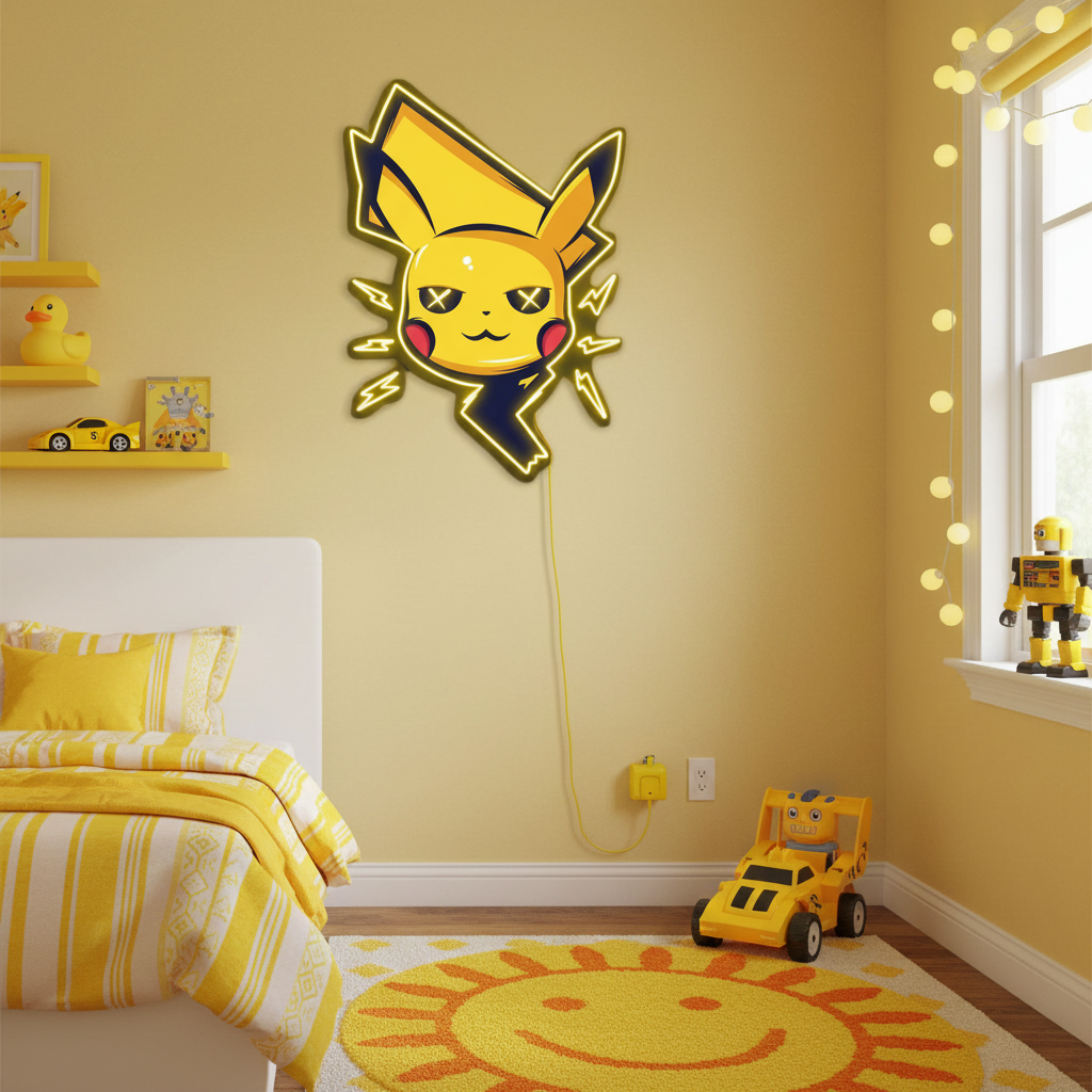 Pikachu NO25 UV Art LED Neon Sign by LEDNeons - perfect for anime lovers and modern wall décor.
