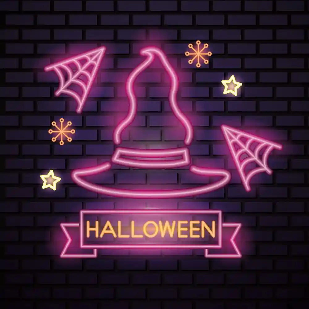 Pink Witch Hat Halloween LED Neon Sign by LEDNeons - Fun and festive light-up décor for Halloween events.
