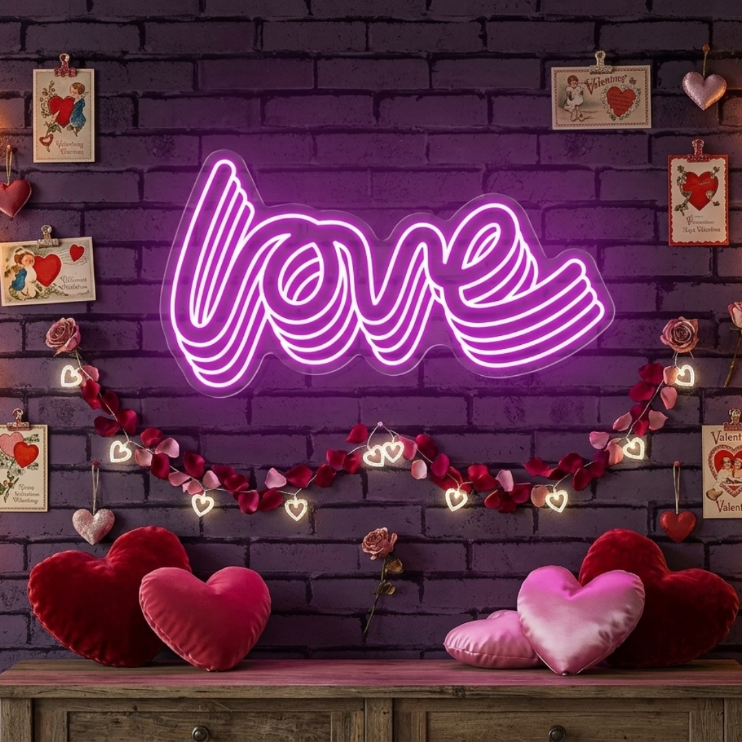 Polychrome Love Word Valentine's Day LED Neon Sign by LEDNeons - symbolizing romance and joy.