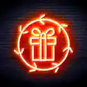 Present in Holly Wreath Merry Christmas Neon Sign by LEDNeons - Red