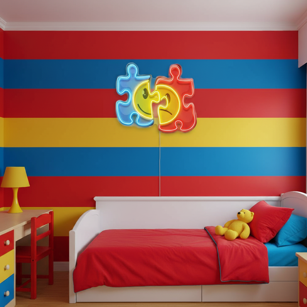 Puzzle UV Art LED Neon Sign by LEDNeons -  perfect for wall décor and creative spaces.