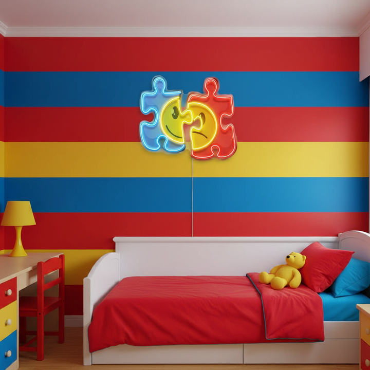 Puzzle UV Art LED Neon Sign by LEDNeons -  perfect for wall décor and creative spaces.