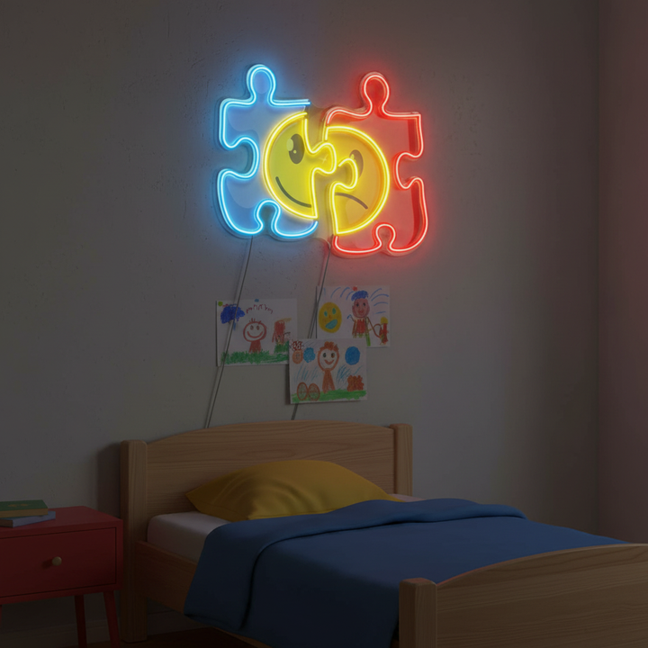 Puzzle UV Art LED Neon Sign by LEDNeons -  perfect for wall décor and creative spaces.