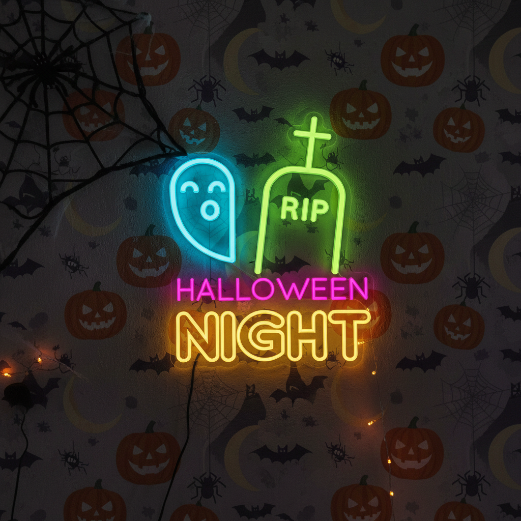 RIP Ghost Halloween LED Neon Sign by LEDNeons 