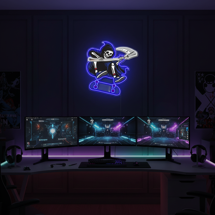 Reapers UV Art LED Neon Sign by LEDNeons - perfect for edgy wall décor, bars, and gaming rooms. 