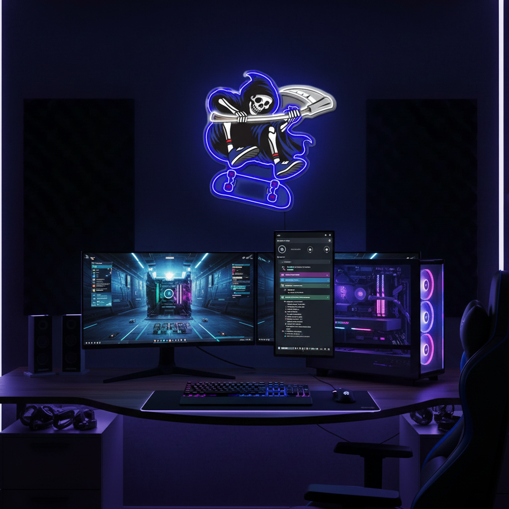 Reapers UV Art LED Neon Sign by LEDNeons - perfect for edgy wall décor, bars, and gaming rooms. 