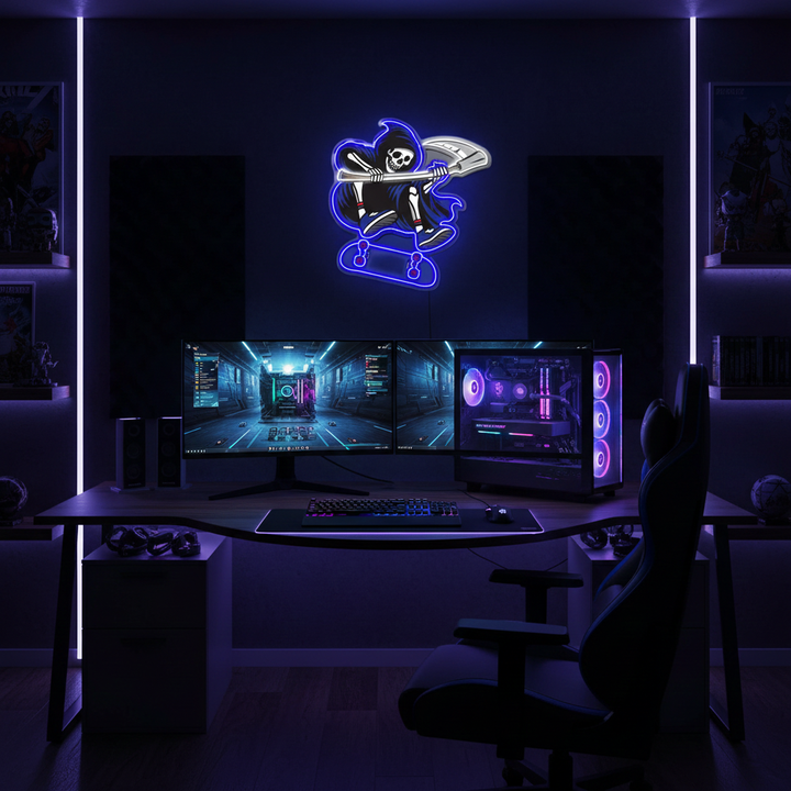 Reapers UV Art LED Neon Sign by LEDNeons - perfect for edgy wall décor, bars, and gaming rooms. 