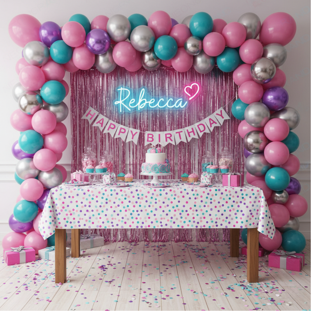 "Rebecca" Name LED Neon sign by LEDNeons  - glowing on a wall, adding a personalized and stylish decorative touch.