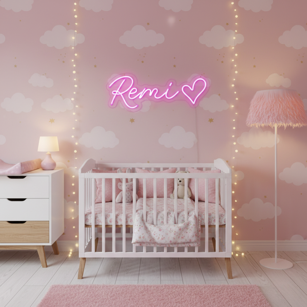 Remi” name LED neon sign by LEDNeons, featuring bright glowing script-style lettering on a wall