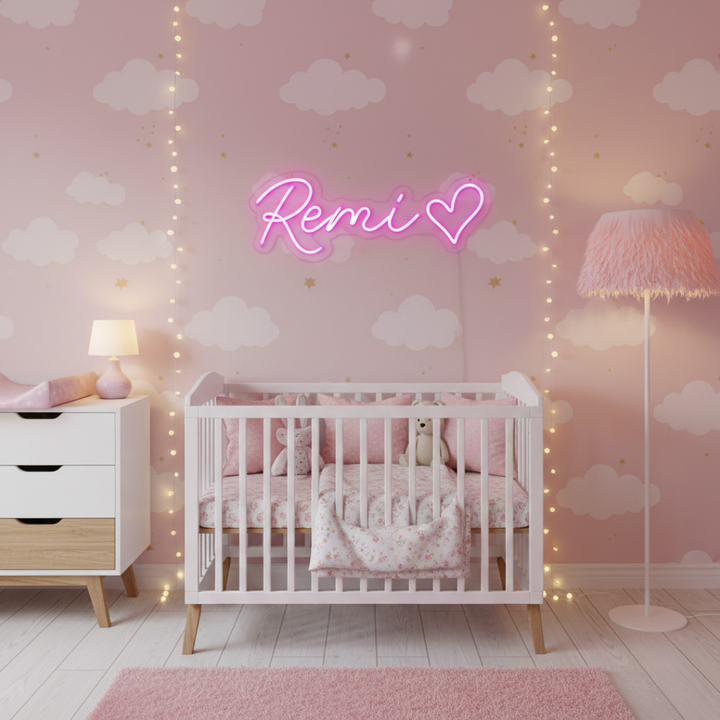 Remi” name LED neon sign by LEDNeons, featuring bright glowing script-style lettering on a wall