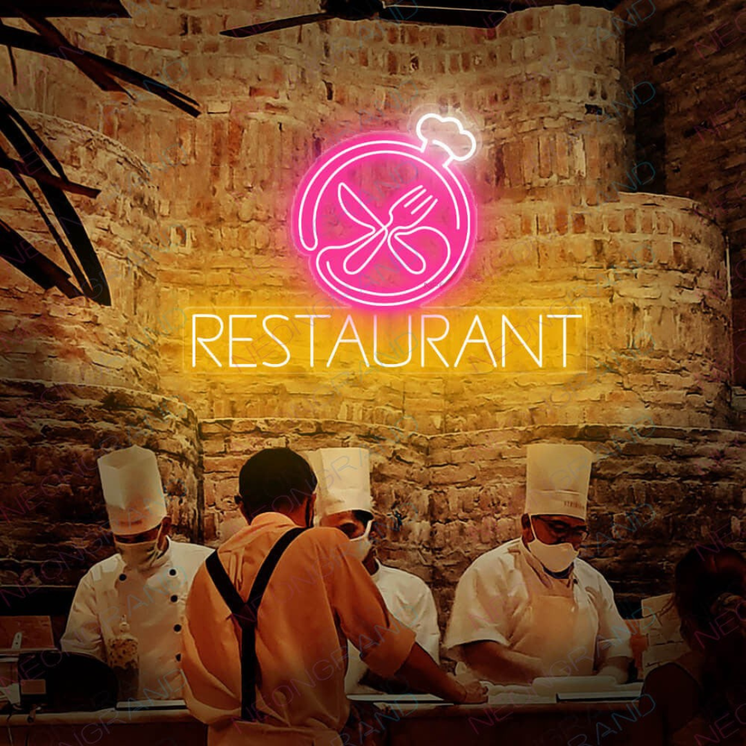 Restaurant Business Neon Sign by LEDNeons - Stylish LED Neon Sign enhancing restaurant storefront visibility
