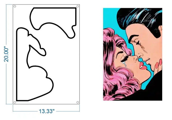Retro Love" UV Art LED Neon Sign Dimensions by LedNeons.com