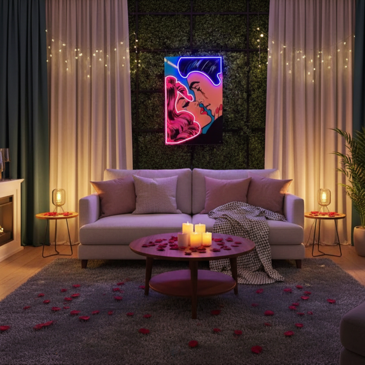 Retro Love UV Art LED Neon Sign by LEDNeons — a stylish neon artwork glowing under UV light