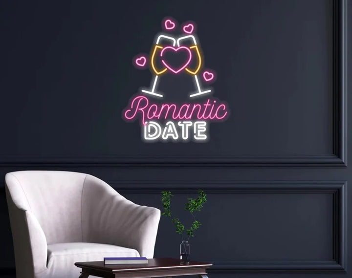 Romantic Date Valentine's Day LED Neon Sign by LEDNeons - designed for Valentine’s celebrations and home decor.
