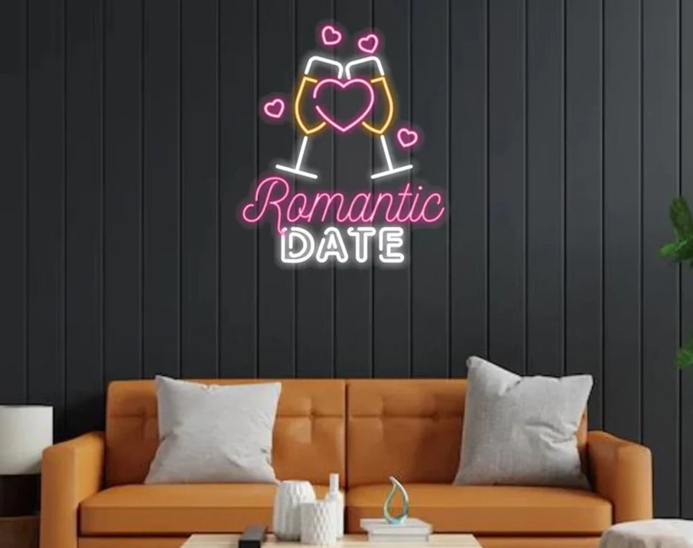 Romantic Date Valentine's Day LED Neon Sign by LEDNeons designed for Valentine’s celebrations and home decor.”