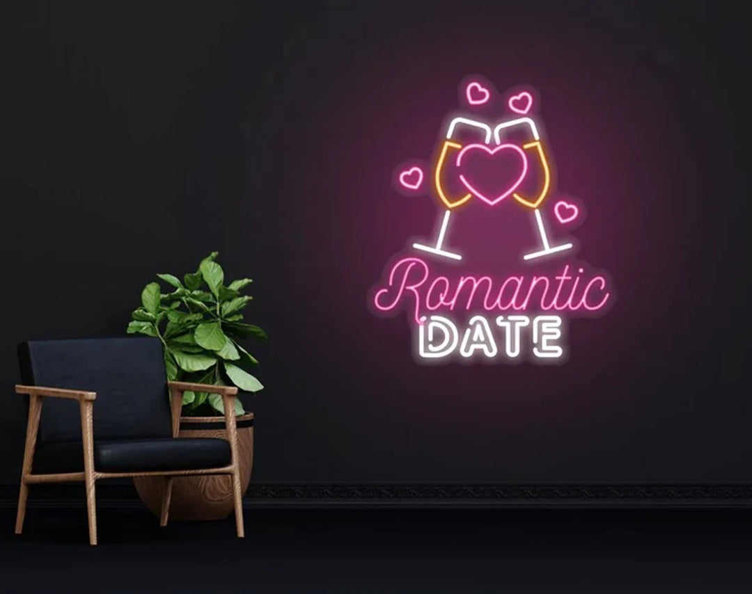Romantic Date Valentine's Day LED Neon Sign by LEDNeons - designed for Valentine’s celebrations and home decor.