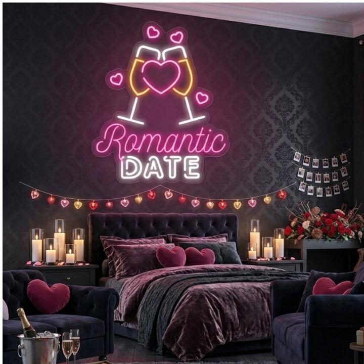 Romantic Date Valentine's Day LED Neon Sign by LEDNeons - designed for Valentine’s celebrations and home decor.