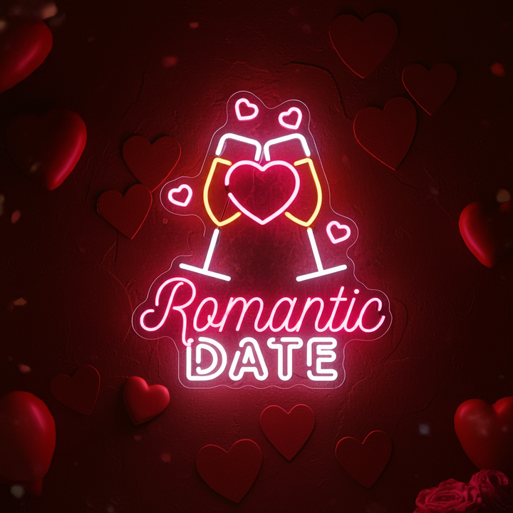 Romantic Date Valentine's Day LED Neon Sign by LEDNeons - designed for Valentine’s celebrations and home decor.